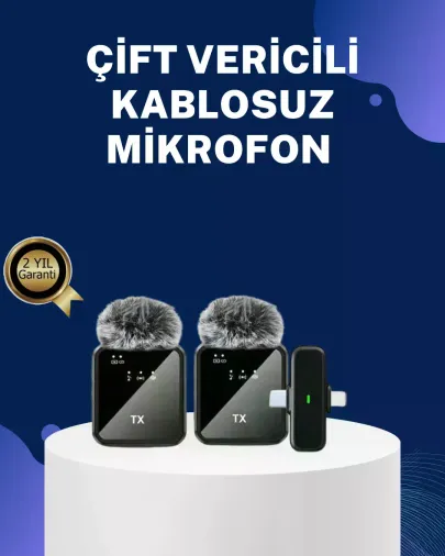 2in1 Kablosuz Yaka krofonu iOS ve Android Uyumlu