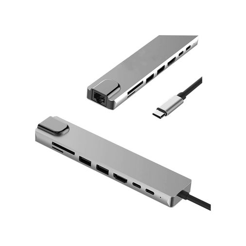 2M 131612372 Cf10 Macbook Uyumlu Type-C To 4K Hdmı 2 Type-C 2 Usb 3.0 Ethernet Lan 2 Sd 8In1 Çevirici Hub Adaptör 0