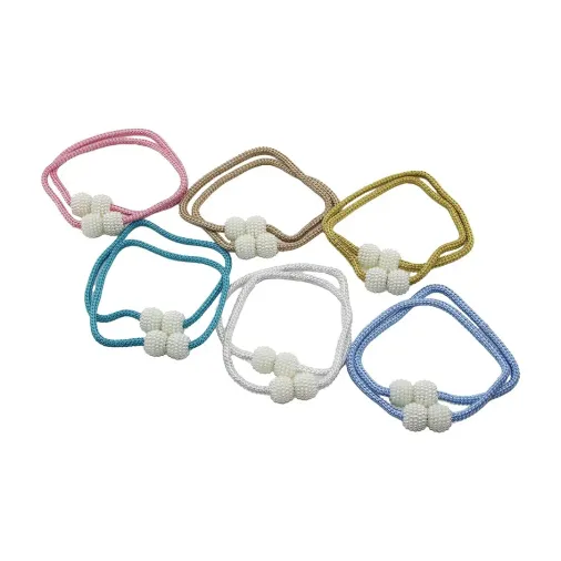 2PCS   BONCUK TOPLU - MIKNATISLI  RENKLİ PERDE İPİ (4745)