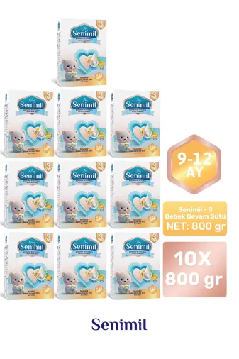 3 Bebek Devam Sütü 800 Gr (9-12 Ay) 10 Lu Avantaj Paketi
