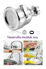 3 Fonksiyonlu Mutfak Lavabo Başlığ Krom - 360 Derece Döner Musluk Ucu
