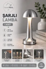 3 Işık Renkli USB Şarjlı Dokunmatik Masa Lambası – Ayarlanabilir Parlaklık, RGB Ambiyans