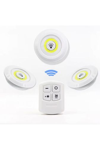 3 Lü Kumandalı Yapışkanlı Kablosuz Pilli Led Spot Lamba Işıldak