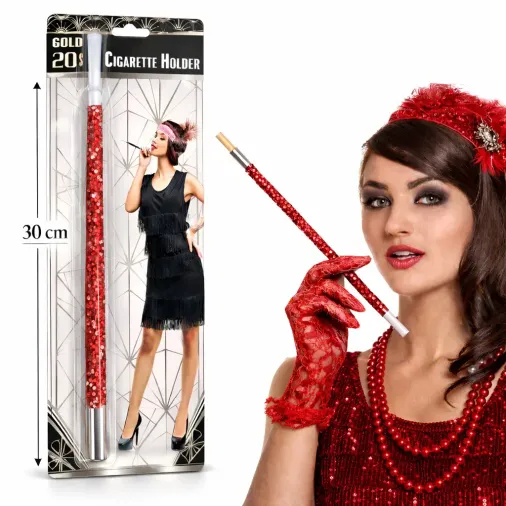 30 cm Kırmızı Payetli Tutacağı – 1920’ler Gatsby Parti Aksesuarı