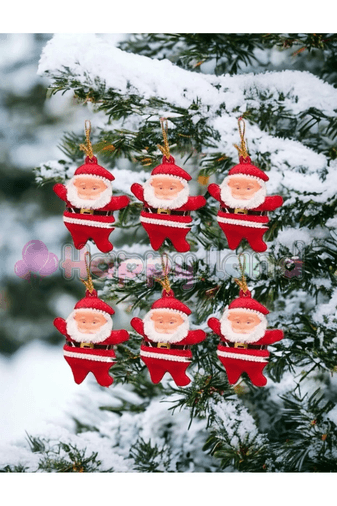 30072024 Parti Ustası Yılbaşı Ağacı Süsü 6'lı Noel Baba Asma Süs Kırmızı Renk