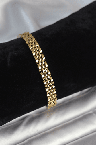316L Çelik 7 mm Kalınlıkta Gold Renkli Erkek Bileklik