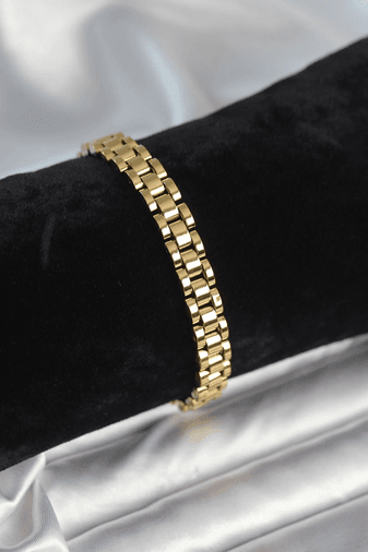 316L Çelik Gold Renk 7 mm Kalınlık Erkek Bileklik