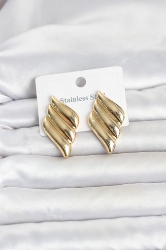 316L Çelik Gold Renk Motif Model Kadın Küpe