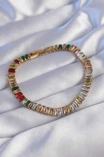316L Çelik Gold Renk Renkli Su Yolu Tasarımlı Bileklik TJ-BB6103