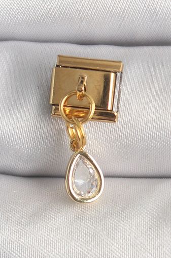316L Çelik Gold Renk Sallantı Damla Zirkon Taşlı Nomination Charm