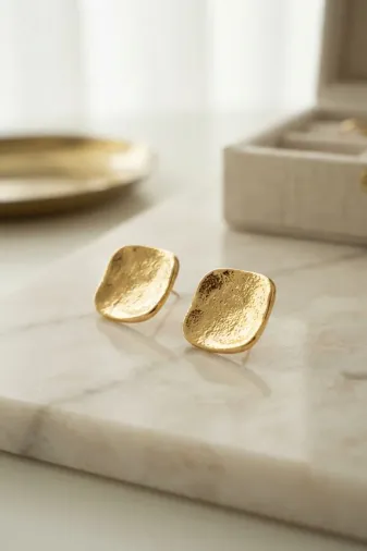 316L Çelik Gold Renk Ters Bombe Model Küpe TJ-BKP12016