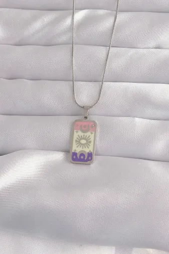 316L Çelik Gümüş Renk Karışık Mineli Ay Figür Tarot Kolye TJ-BKO9044
