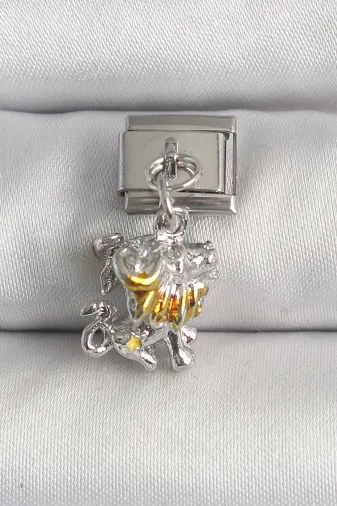 316L Çelik Gümüş Renk Sallantı Aslan Model Nomination Charm TJ-BC1377