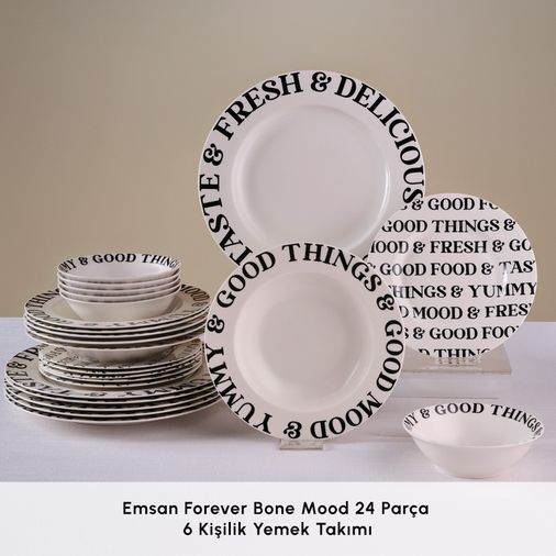 3.499 TL Emsan Forever Bone Mood 24 Parça 6 Kişilik Yemek Takımı