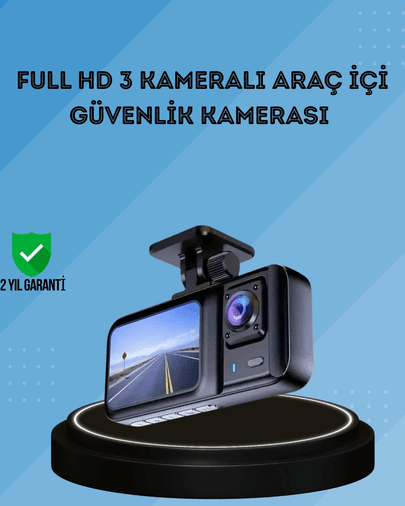 360° Kapsama Sahip Full Hd Araç Kamerası 3’lü Kayıt Gece Görüşlü Dashcam