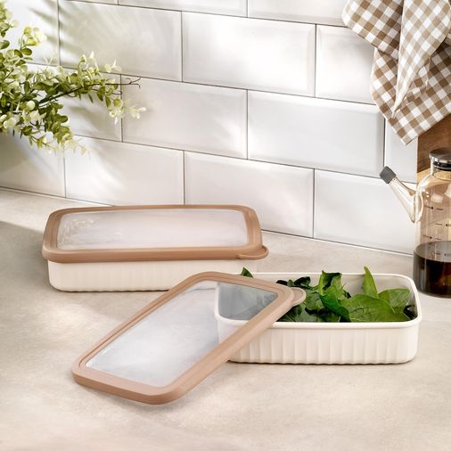 ₺399,95-* Schafer Ashley 2 Li Dikdörtgen Sığ Saklama Kabı-Krem