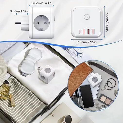 3C 131617503 3 Ac Priz Soketli 3 Usb+Type-C Akım Korumalı, 7 İn 1 Priz, 16A Maks, 4000W