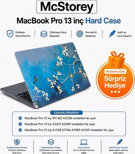 3DMakerpro 131611573 Macbook Pro 13 Sanatsal Desenli Kılıf A1706 A1708 A1989 A2159 A2251 A2289 A2338 M1 M2 Uyumlu Baskılı Kristal Sert Kılıf Koruyucu Kapak Yeşil Sarı