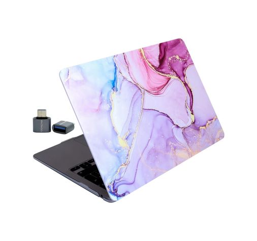 3DMakerpro 131612333 Macbook Air 13 İnç Kılıf Touch Id Uyumlu M1/ıntel Sert Kapak Tpu Lazer Baskılı Mermer Desen İnce Hafif Koruma A2337 A2179 A1932 Açık Pembe