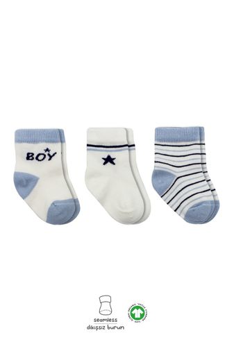 3'Lü Penye Boy And Girl Soket Çorap BS10114 Mavi