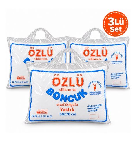 3lü Set Dolgun Boncuk Silikon Yastık 2x900gr (Fermuarlı ve Pamuklu Kumaş)