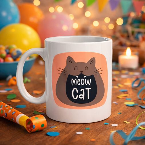3MDMyODQwNjU4MQ-BLNC Meow Cat Sevimli Kedi Tasarımlı Porselen Kupa Model 66 Eğlenceli Kahve & Çay Kupası Hediyelik Diğer