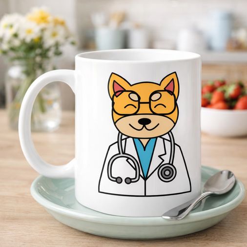 3NDM5MTEwNzgxOQ-BLNC Doktor Kedi Tasarımlı Porselen Kupa Model 174 Sevimli Veteriner / Doktor Kedi Kahve Kupası Kedi Severlere Ve Sağlık Çalışanlarına Hediye Diğer