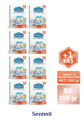 4 Çocuk Devam Sütü 250 Gr (+1 Yaş) 8 Li Avantaj Paketi