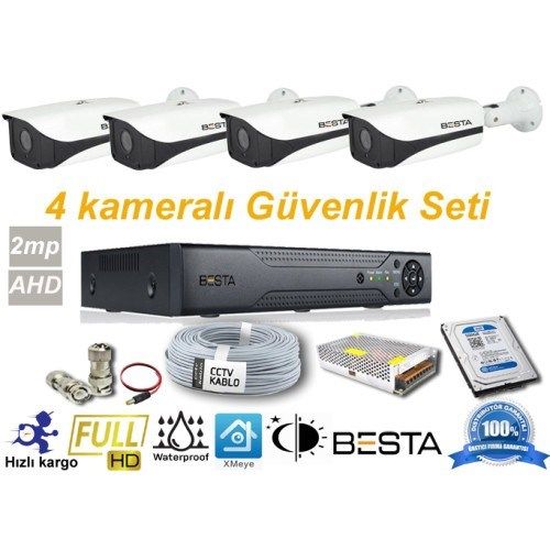 4 Dış Mekan Kameralı Her Şey Dahil Güvenlik Kamera Seti