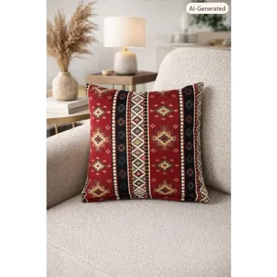 40 x 40 cm Fermuarlı ve Astarlı Kilim Desenli Dekoratif Kırlent