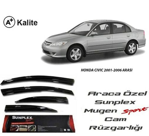 42528454 Honda Civic Mugen Cam Rüzgarlığı 2001-2006 Arası 4'lü Sunplex