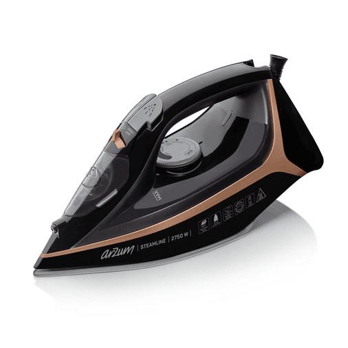 4299- Arzum Arzum Ar6025 Steamline Optimal Seramik Taban Buharlı Ütü 2750W, 190 G/min Şok Buhar, Siyah