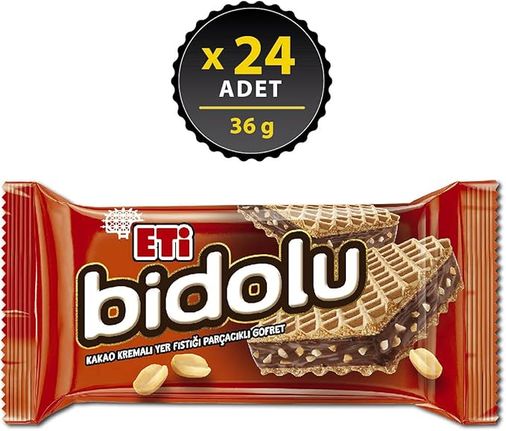44112253 Eti Bidolu Kakao Kremalı Yer Fıstığı Parçacıklı Gofret 81 Gr 12 Adet