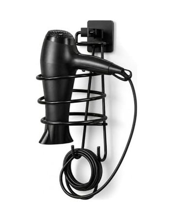 4444 Taş 57855210124412080184975 Siyah Kare Fön Makinesi Askısı, Saç Kurutma Makinesi Tutacağı Yapışkanlı, Yapışkanlı Ve Vidalı Siyah Fön Makinesi Askısı, Saç Kurutma Makinesi Tutucu, Özel Statik Boyalı Banyo Düzenleyici Beyaz