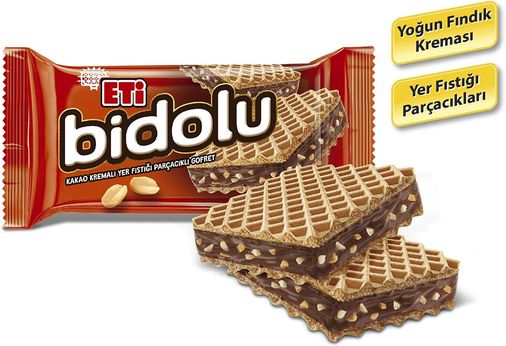 44556698 Eti Bidolu Kakao Kremalı Yer Fıstığı Parçacıklı Gofret 36 G X 24 Adet