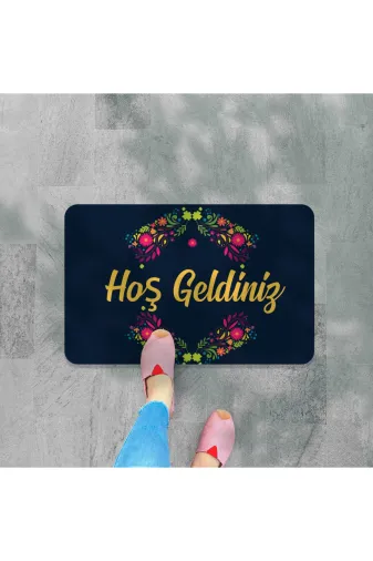 45615gh774651001 Hoş Geldiniz Yazılır Dekoratif Dış Kapı Önü Ve Iç Mekan Paspası Yıkanabilir