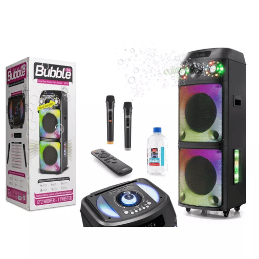 4dzLjgr8Ja Subzero Wr170 12"x2 100W 2 Kablosuz Mikrofonlu Kumandalı Baloncuk Çıkartan Rgb Bluetooth/usb/sd Müzik Kutusu