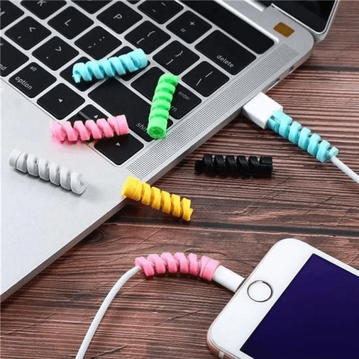4lü Apple, Android Şaj Kablosu Koruyucu Silikon Spiral Yay Aparat