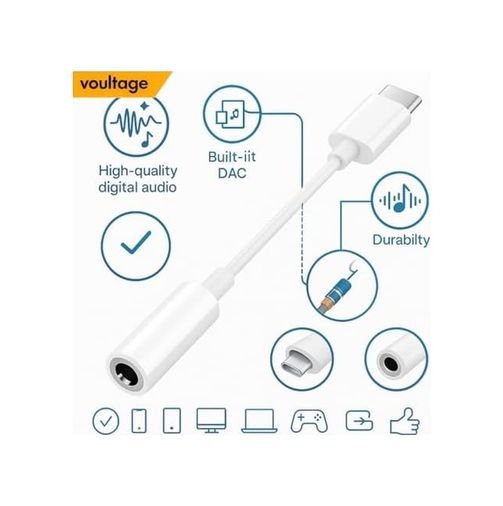 4moms 131617818 Usb-C To 3.5Mm Jak Kulaklık Adaptörü - Dijital Dönüştürücü - Tüm Cihazlarla Uyumlu - Beyaz - Kompakt Tasarım - Yüksek Kaliteli Ses - Taşınabilir
