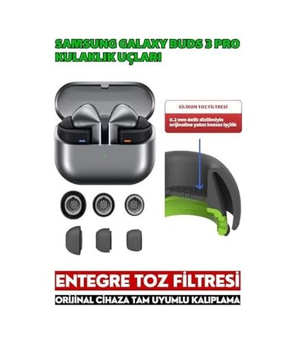 4moms 131618153 Galaxy Buds3 Pro / Buds4 Pro Uyumlu Üç Boyut Premium Yedek Silikon Kulaklık Uçları S, M, L Siyah