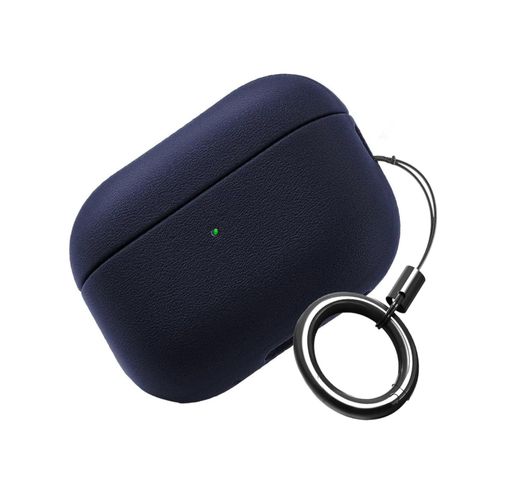 4moms 131618359 Airpods Pro 3 İle Uyumlu Leather Skin Parmak İzi Tutmayan Ve Çizilmeyen Dış Yüzeye Sahip Mükemmel Koruma Sağlayan Orta Sertlikte Silikon Kılıf Lacivert, Airpods Pro 3. Nesil 2025