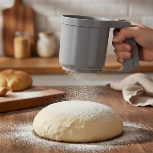 4moms 131621466 Basmalı Un Eleği 11X10 Cm Tek Elle Kullanım, Paslanmaz Tel Süzgeç, Hamur Ve Tatlılar İçin Pratik Elek, Antrasit