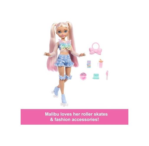 4moms 133249726 Rüya Arkadaşlar Bebek Ve Aksesuarları, Eklemleri Bükülebilen, Sarı Saçlı, Patenci &apos Malibu&apos Bebek, Makyaj Temalı 9 Parça, Jfx96
