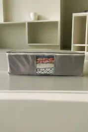 5 Adet Gri Pencereli Kıyafet Saklama Yatak Baza Altı Düzenleyici Çok Amaçlı Hurç 64 x 45 x 22 Cm