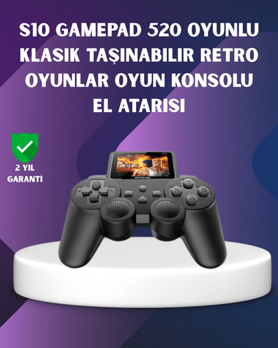 500 Dahili Oyunlu Taşınabilir Retro El Konsolu-2.4 inç Renkli Ekranlı