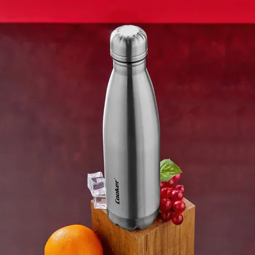500ML Krom Şişe Termos Paslanmaz Çelik - Kaydırmaz Tpr Taban