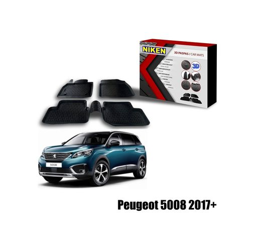 53064323 Peugeot 5008 Havuzlu 3D Paspas Niken Siyah 2017+ Sonrası Uyumlu