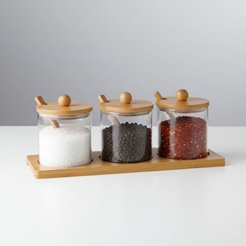 57855210125675480184975 Bambu Standlı 3&apos Lü Cam Baharatlık, Borasilikat, 3&apos Lü Baharat Seti - Şık Ve Fonksiyonel Bambu Standlı Mutfakta Düzeni Ve Lezzeti Bir Arada Yaşayın Diğer