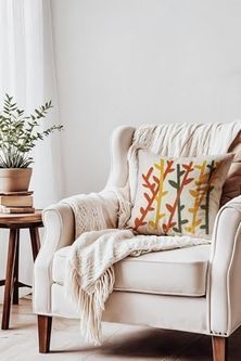 57858324441973099283959 Bambu Nakışlı Dekoratif Kırlent Kılıfı, Panç Kırlent Ve Yastık Kılıfı, 44X44 Cm Diğer