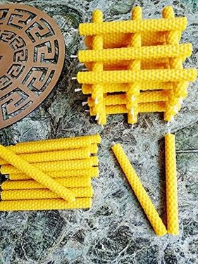 57858324442653299283959 24 Adet 14Cm El Yapımı Dilek Mumu Doğal Petek Mum Beeswax Candle Bal Mumu Mum Diğer